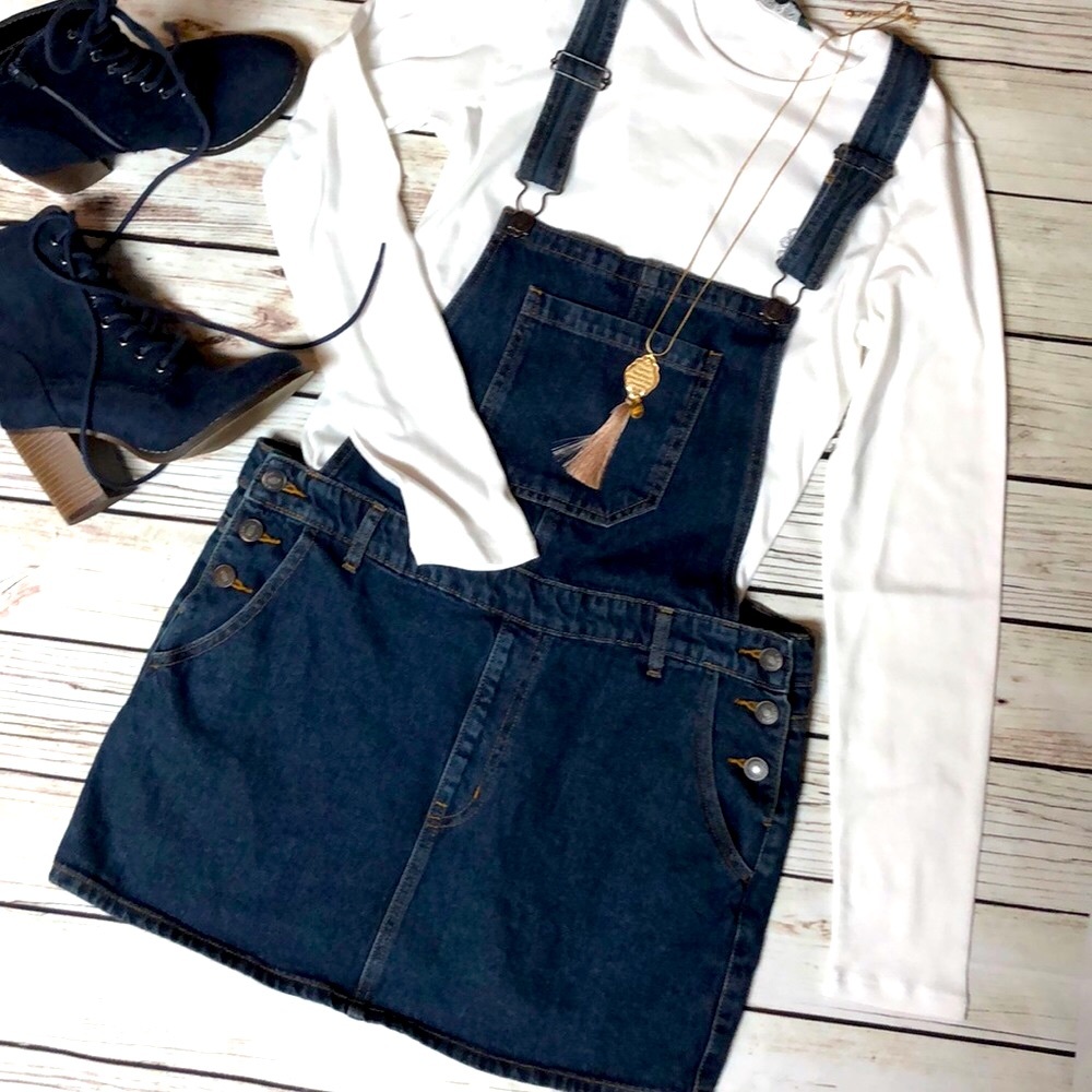 New Adorable Denim Overall Skirt Dress